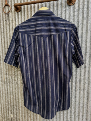 Roper Stripe Short Sleeve Pearl Snap {Navy}
