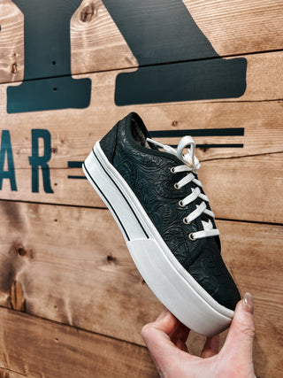 The Skylar Tooled Sneaker {Black}