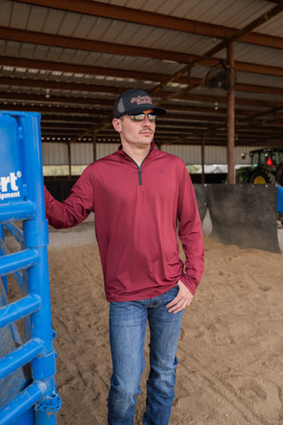 Cinch Mens Arenaflex 1/4 Zip {Burgundy}