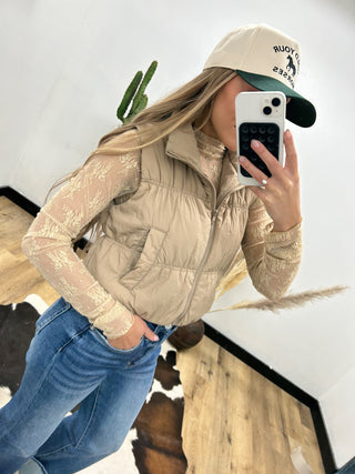 The Nash Lace Mesh Top {Champagne}