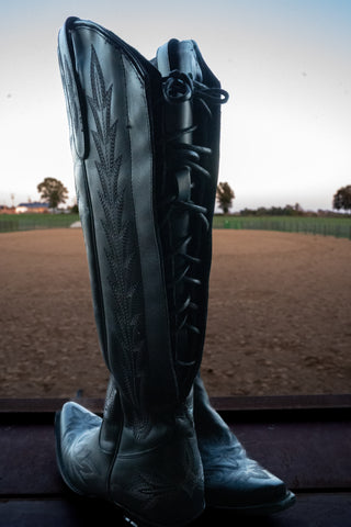 The Lexington Knee High Corset Back {Jet Black}