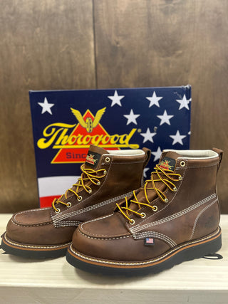 Thorogood 6" Black Wedge Sole Moc Toe Boot