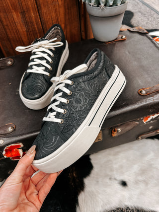 The Skylar Tooled Sneaker {Black}