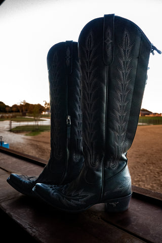 The Lexington Knee High Corset Back {Jet Black}