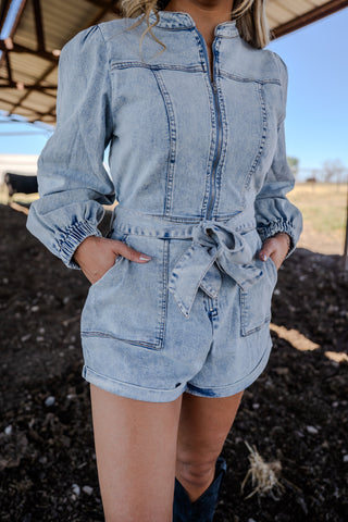 The Korie Denim Romper