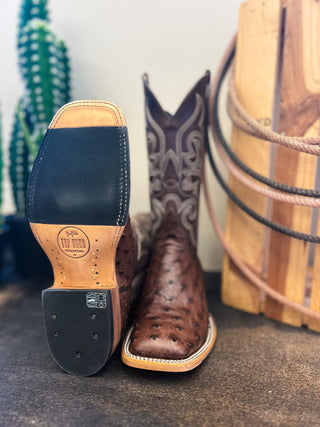 The Ostrich Square Toe Boot {Brown}