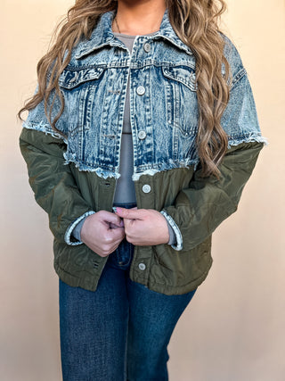The Denim Olive Quilted Jacket