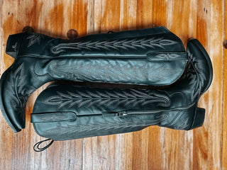 The Lexington Knee High Corset Back {Jet Black}