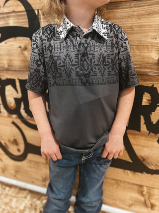 The Hooey Weekender Polo {Black Aztec Fade}