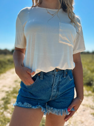 The Hollis Short Sleeve Pocket Tee {Cream}