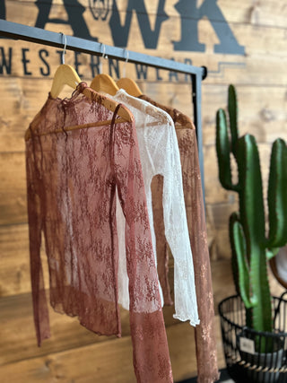The Nash Lace Mesh Top {Mauve}