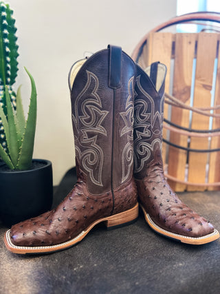 The Ostrich Square Toe Boot {Brown}