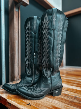 The Lexington Knee High Corset Back {Jet Black}