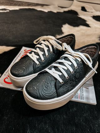 The Skylar Tooled Sneaker {Black}