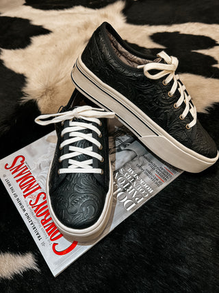 The Skylar Tooled Sneaker {Black}