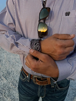 The Wonka Pin Stripe Button Down {Purple}