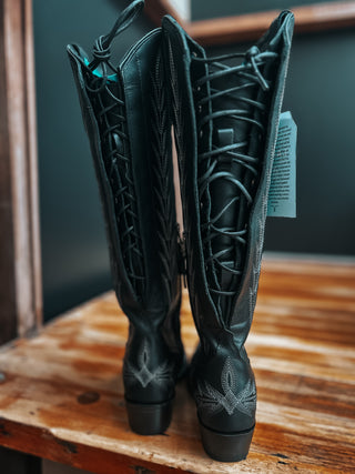 The Lexington Knee High Corset Back {Jet Black}