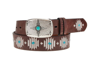 Hooey Distressed Ivory & Turquoise Belt