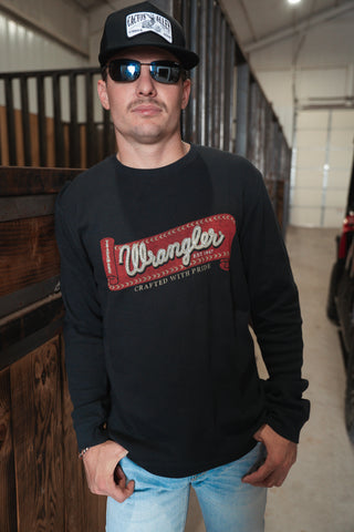 Wrangler Mens Graphic Thermal Long Sleeve {Jet Black}