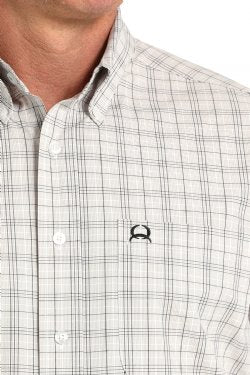 Cinch Mens L/S Arenaflex Plaid Button Down {White}