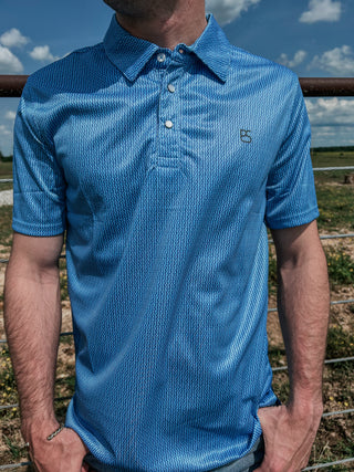 Mens Panhandle Slim SS Polo Snap Blue TM51T06654