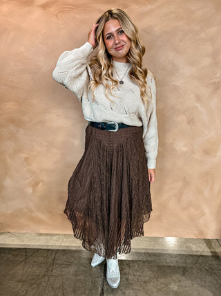 The Mable Lace Skirt {Brown}