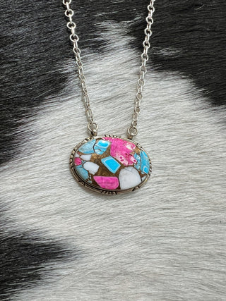 The Luna Cotton Candy Oval Necklace