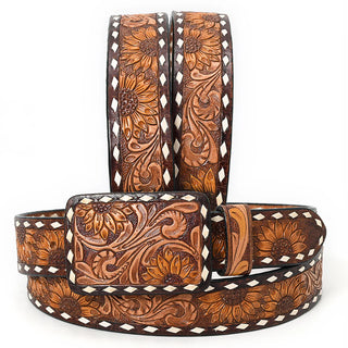 The Stained Sunflower Tooled Belt