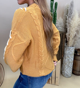 The Ribbon Lace Sweater {Mustard}