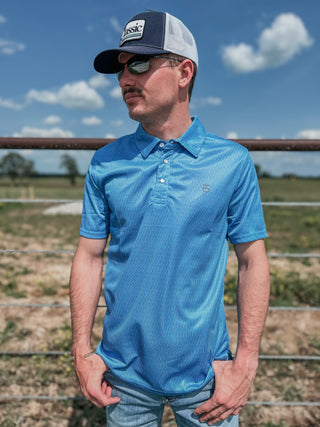 Mens Panhandle Slim SS Polo Snap Blue TM51T06654