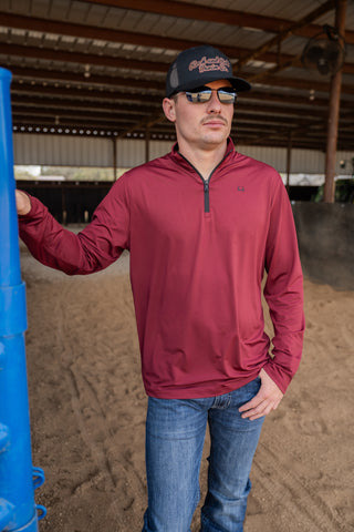 Cinch Mens Arenaflex 1/4 Zip {Burgundy}