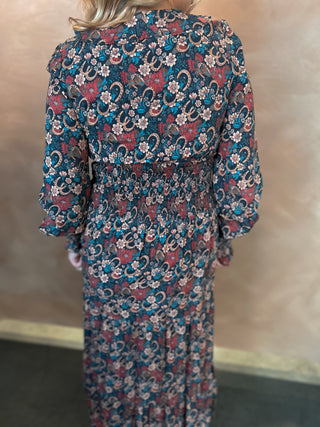 Rock & Roll Denim Challis Peasant Dress {Black}