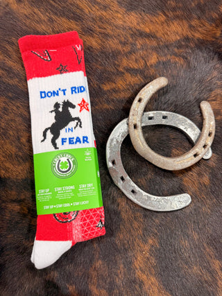 Lucky Chuck "Don't Ride in Fear" Socks {Red}