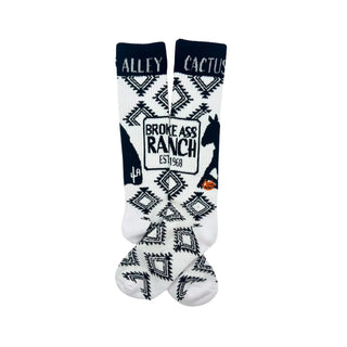 Lucky Chuck "Broke Ass Ranch" Socks {White}