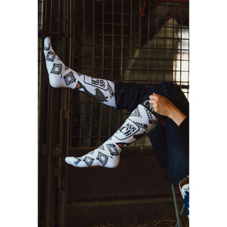 Lucky Chuck "Broke Ass Ranch" Socks {White}