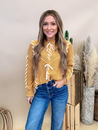 The Ribbon Lace Sweater {Mustard}