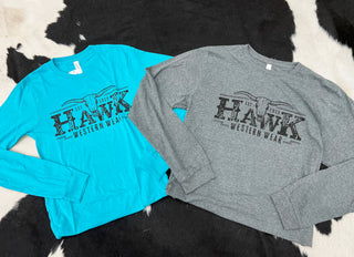 Hawk Western Wear Long Sleeve Tee {Grey}