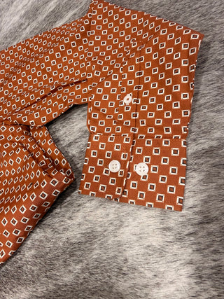 Cinch Boy's Medallion Button Down {Brown}