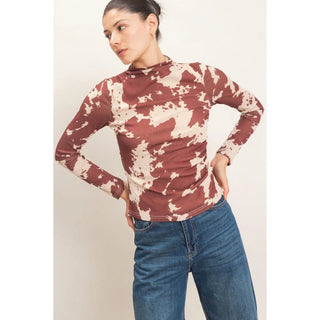 The Simone Cow Print Mesh Top {Brown}