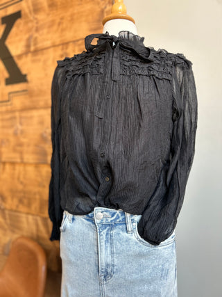 The Onyx Bow Tie Blouse