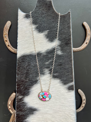 The Luna Cotton Candy Oval Necklace