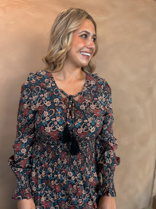 Rock & Roll Denim Challis Peasant Dress {Black}