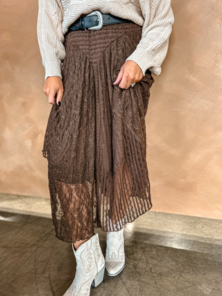The Mable Lace Skirt {Brown}