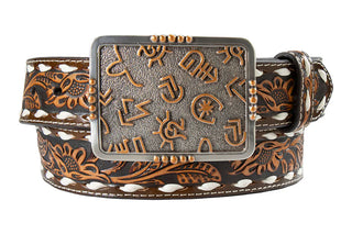 The Branded Floral Tooled Belt