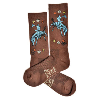 Lucky Chuck "Fringe Long Live Cowboys" Socks {Brown}