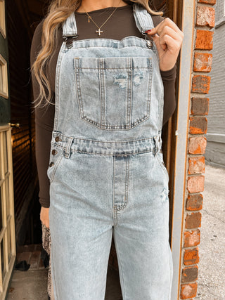 The Cogburn Light Wash Overalls