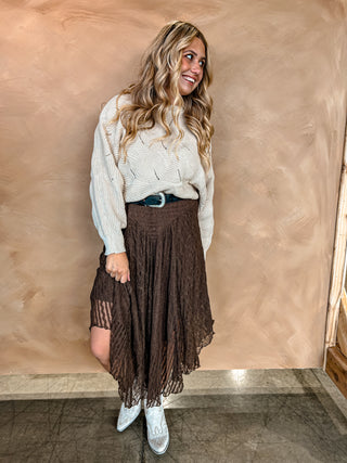 The Mable Lace Skirt {Brown}