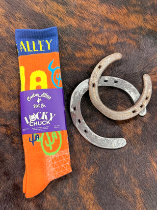 Lucky Chuck "Moo Cactus" Socks {Orange}