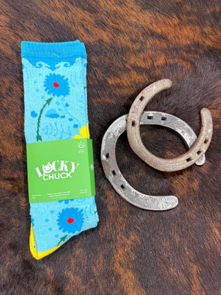 Lucky Chuck "Cowgirl Buckaroo" Socks {Blue}