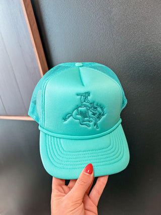 The Turquoise Bronc Trucker Hat